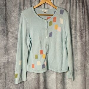 Christopher & Banks Vintage Long Sleeved Cardigan Sweater with Colorblock Detail